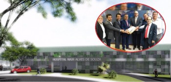 Maquete eletrônica da fachada do projeto executivo de reforma e ampliação do Hospital Nair Alves 