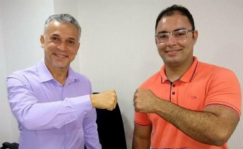 Luiz Neto e Mário Galinho, pré-candidatos a vice-prefeito e a prefeito pelo Solidariedade. 