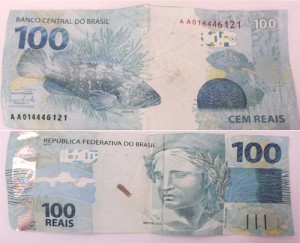 Cédula de R$ 100 falsa recebida por comerciante em uma Padaria 