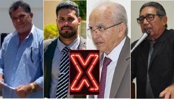 Daniel Luiz e o seu advogado Thiago Bianchi / Prefeito Luiz de Deus e o presidente da Câmara, Pedro